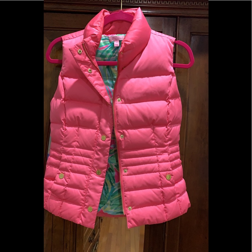 Lilly Pulitzer pink puffer vest